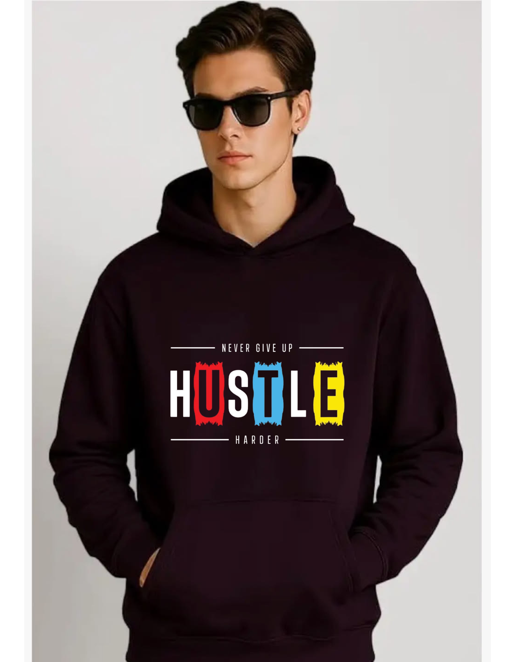 Never Give Up Hustle Harder Powerful Motivational Unisex Hoodie