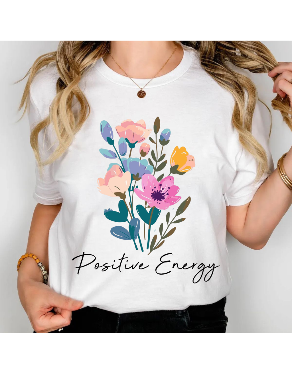Positive Energy Only – Stay Bright, Stay Confident Women’s Motivational T-shirt