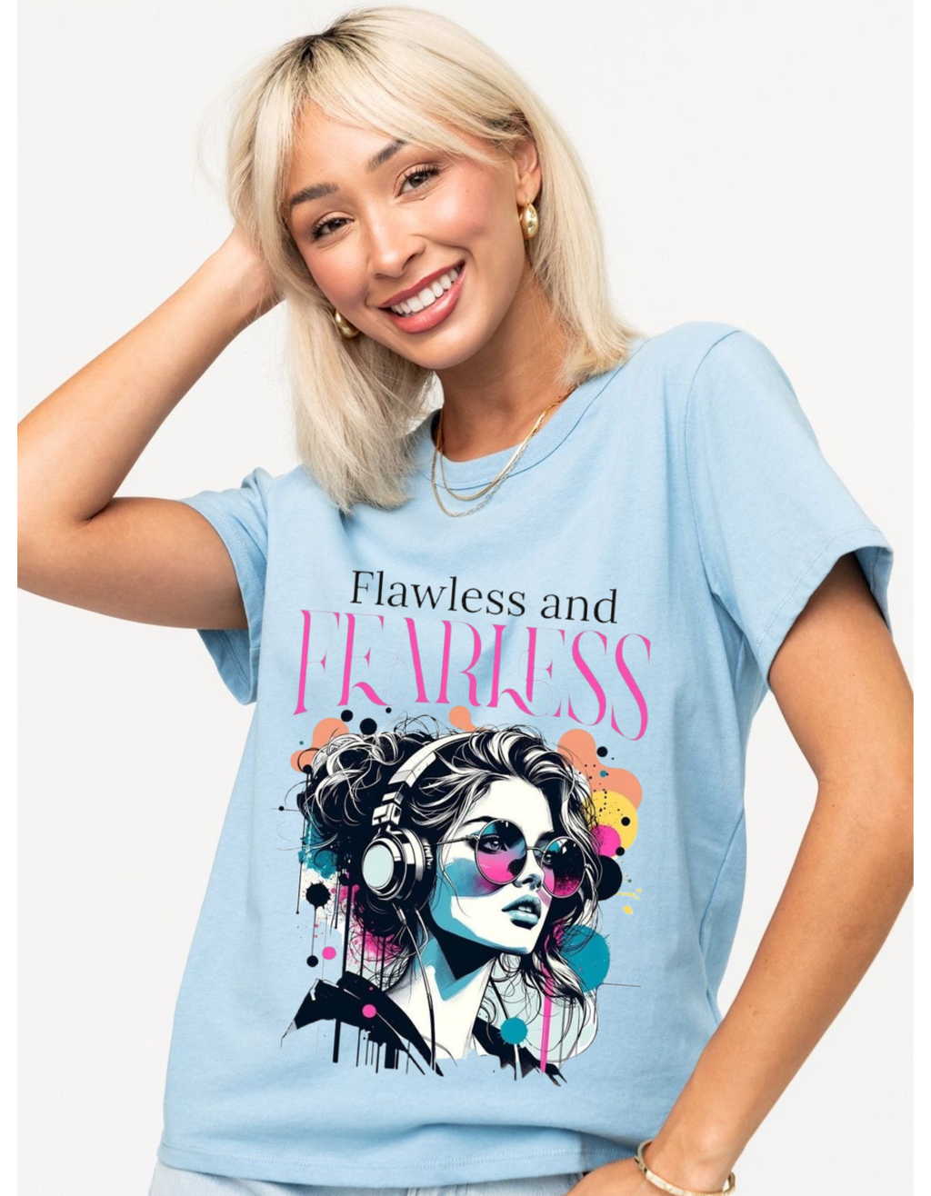 Flawless & Fearless — Graphic Cotton T-shirt For Women's