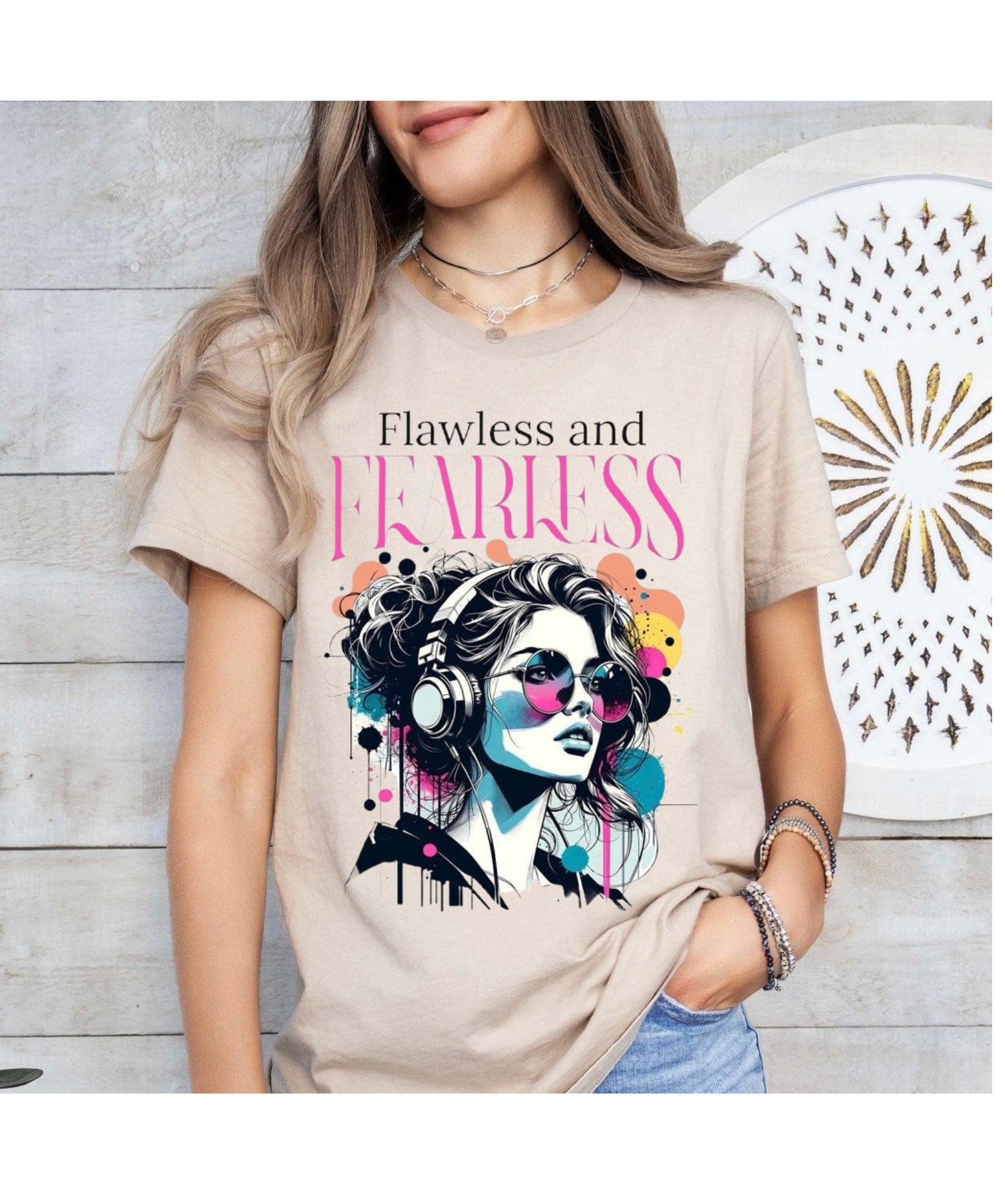Flawless & Fearless — Graphic Cotton T-shirt For Women's