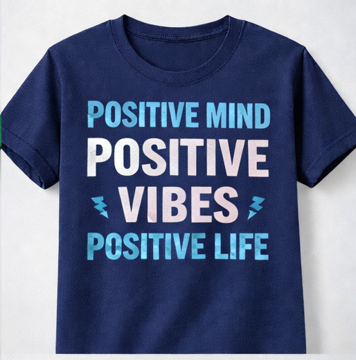 Positive Mind Positive Vibes Positive Life Printed T-Shirt for Men's & Women's