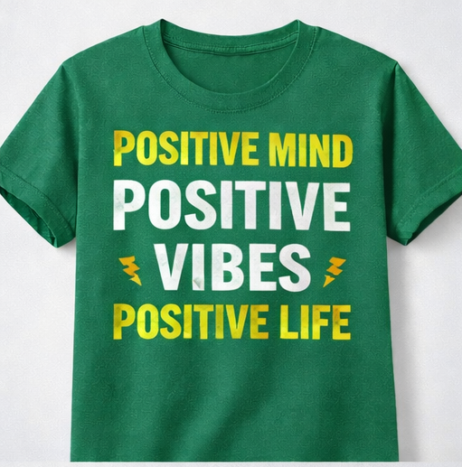 Positive Mind Positive Vibes Positive Life Printed T-Shirt for Men's & Women's