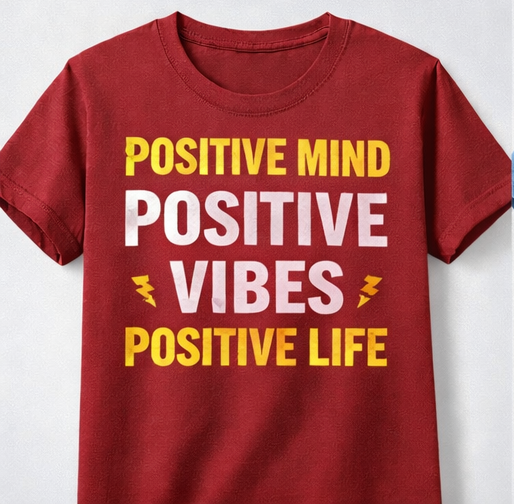 Positive Mind Positive Vibes Positive Life Printed T-Shirt for Men's & Women's