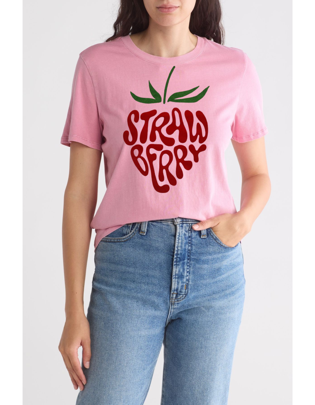 Sweet Strawberry Vibes – Women’s Cotton Graphic T-Shirt
