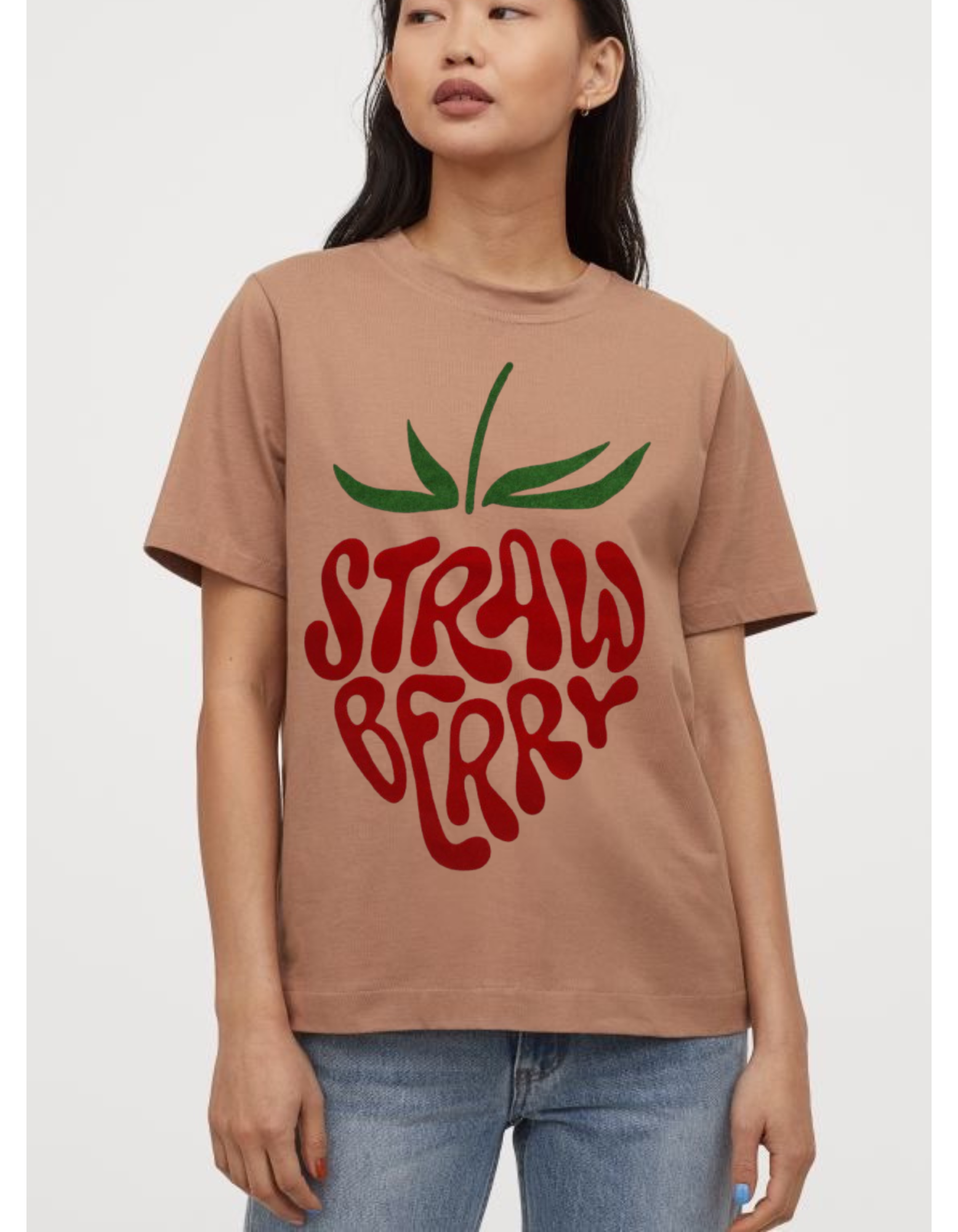 Sweet Strawberry Vibes – Women’s Cotton Graphic T-Shirt