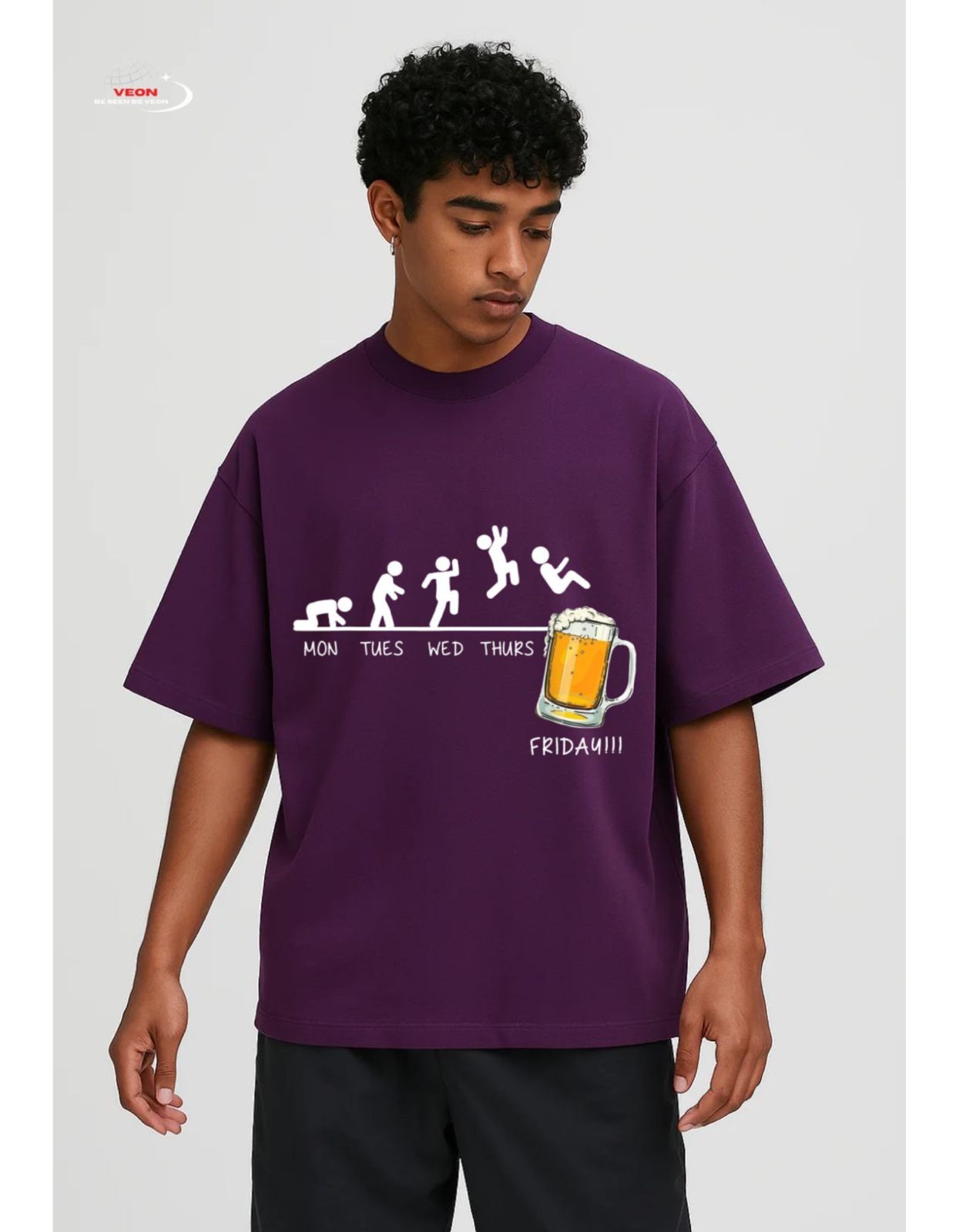 Weekend Mood Activated Cotton Unisex Round Neck T-shirt