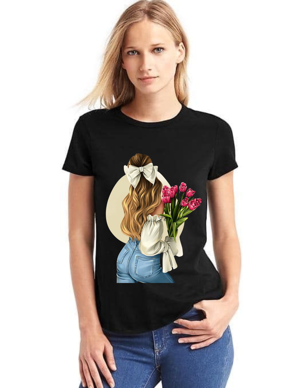 Flower Girl Aesthetic Cotton T-Shirt for Women’s