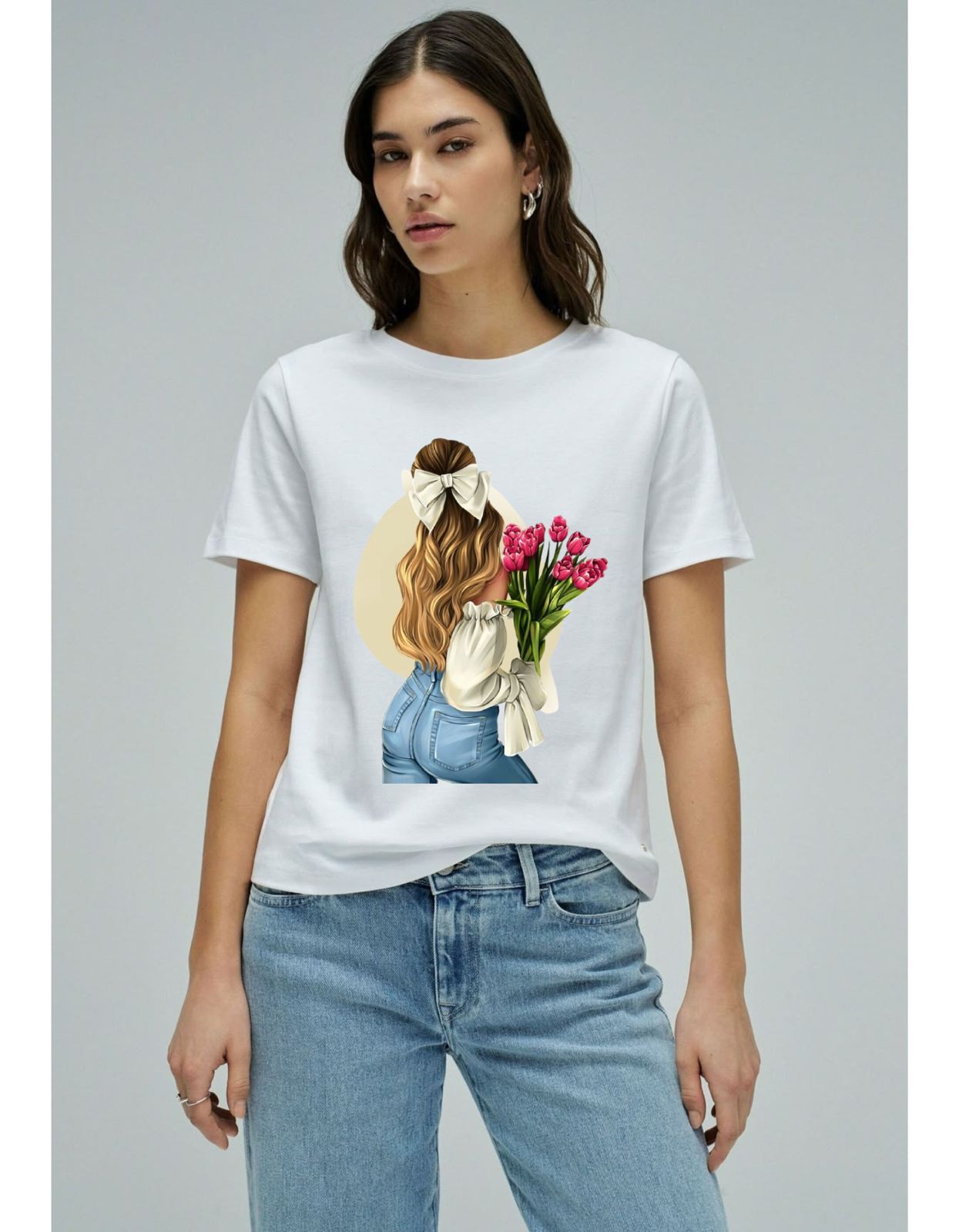 Flower Girl Aesthetic Cotton T-Shirt for Women’s