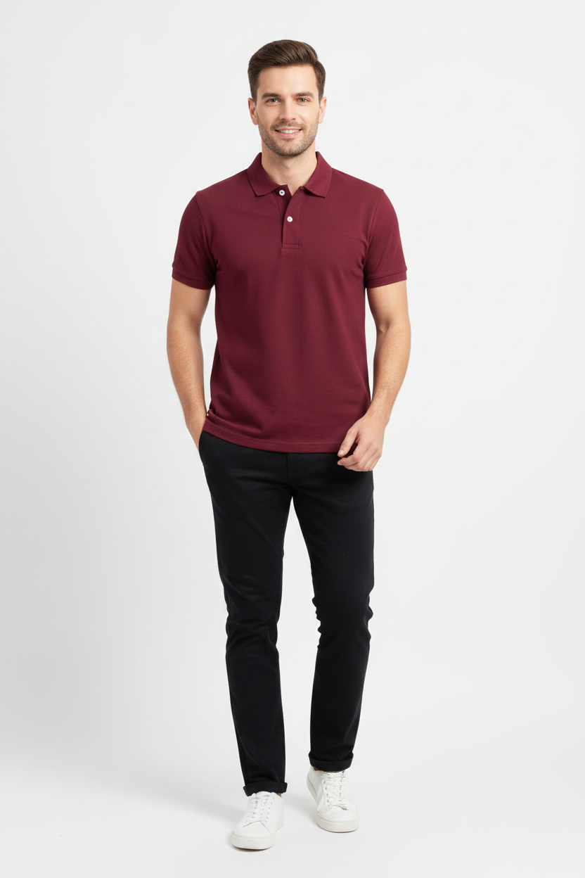 Solid Neck Pure Cotton Unisex Plain Polo T-shirt